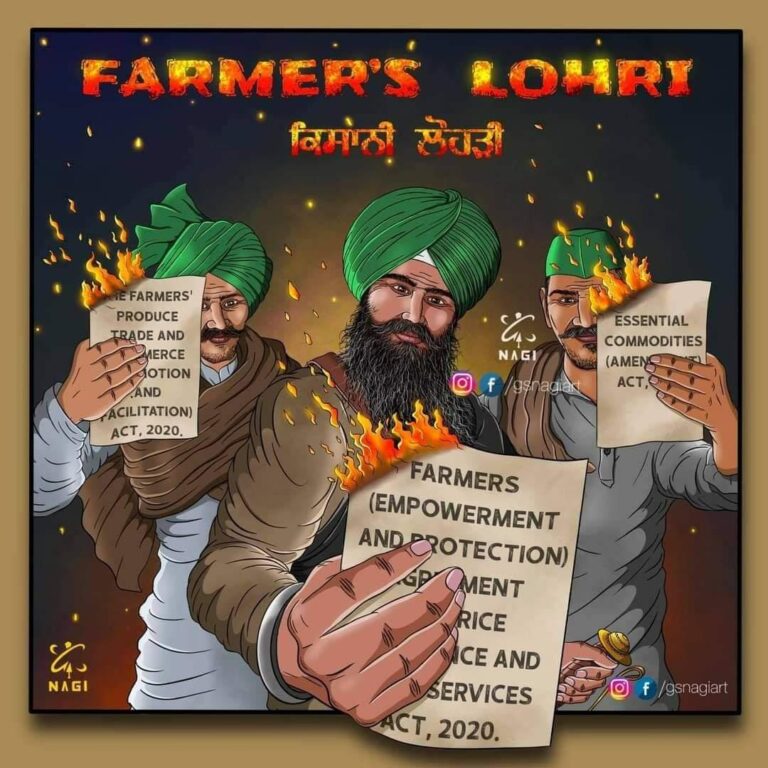 Copies of Farm Laws burnt in Lohri Bonfires in Delhi, Punjab and Haryana